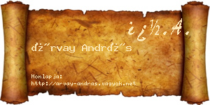 Árvay András névjegykártya