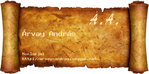 Árvay András névjegykártya