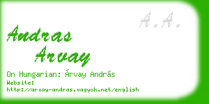 andras arvay business card